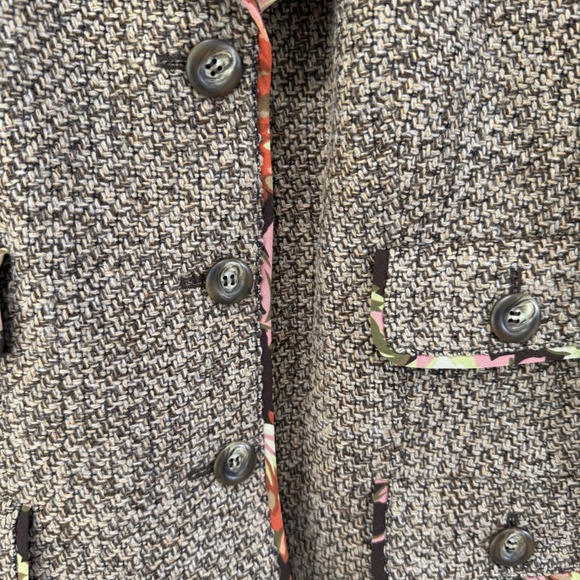 Ann Taylor Loft Single Breasted Wool Tweed Blazer 10 Shabby Chic Brown Girl Boss - Picture 6 of 10
